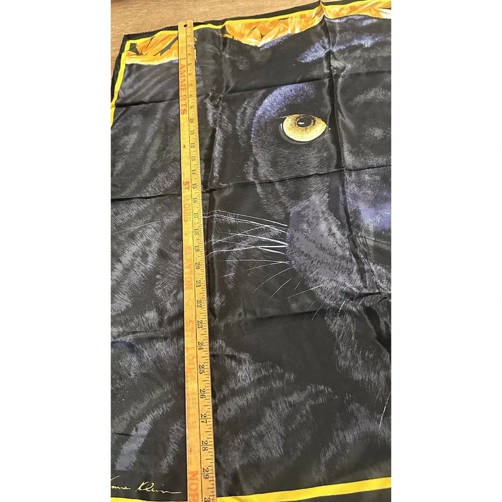 Vintage Anne‎ Klein Scarf Silk Panther Black, Gold, Orange 30